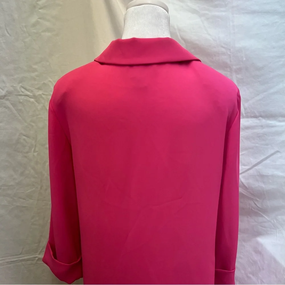 Joseph Ribkoff hot pink, lightweight, extra long blazer. - Picture 7 of 11